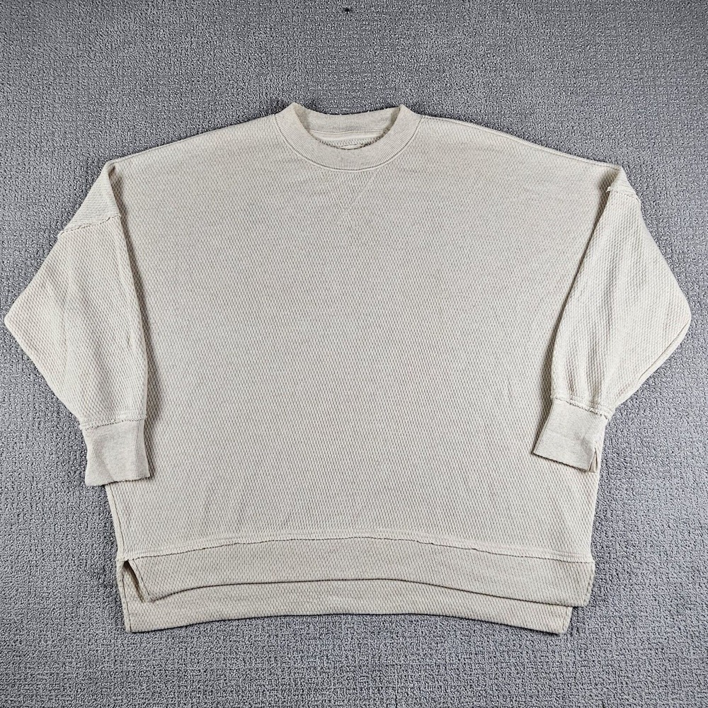 AE aerie Oversize Sweatshirt Womens Size XL Biege/Offwhite/Ivory Pullover